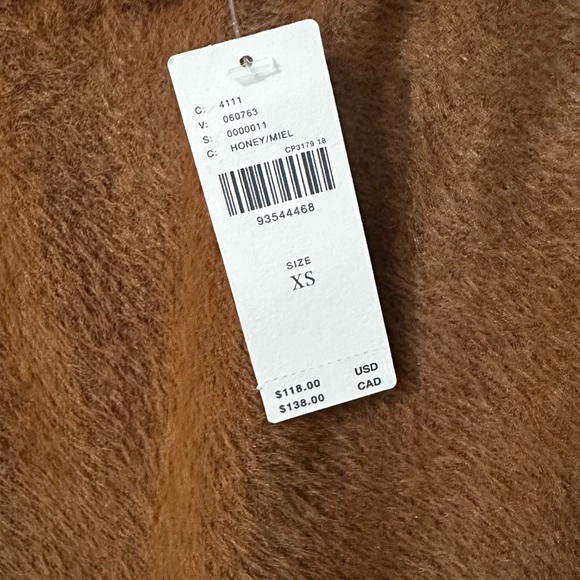 NWT Anthropologie Maeve Cozy Ringer Sweatshirt Cozy Brown Pink Women's Sweater - Picture 8 of 9